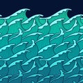 Seamless abstract pattern. Stormy waves. Vector illustration. Royalty Free Stock Photo